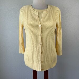 Jeanne Pierre Matching Cardigan and Tan Top Sweater Size M EUC